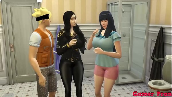 Familia Pervertida Cap 6 Naruto y su madre hinata e hermana hanabi queda atrapados en el baño terminan montandose un trio con su madre y hermana