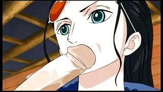 Nico Robin blowjob, ride and cumshot with Sanji (One Piece)