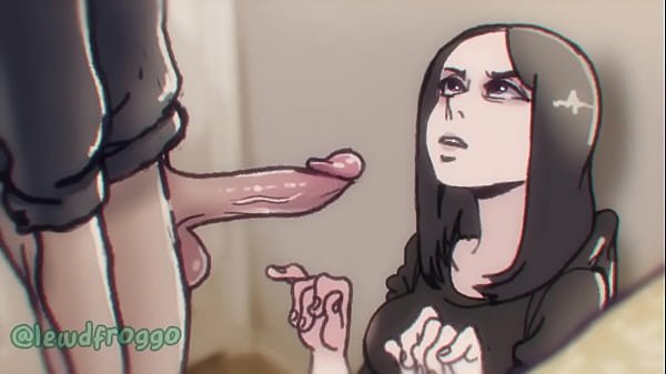Brunette with big boobs sucks cock (Hentai 2D)